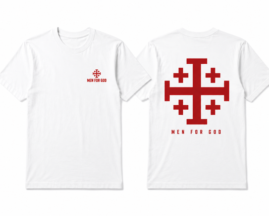 White Men For God Jerusalem Cross T-shirt front and back mockup